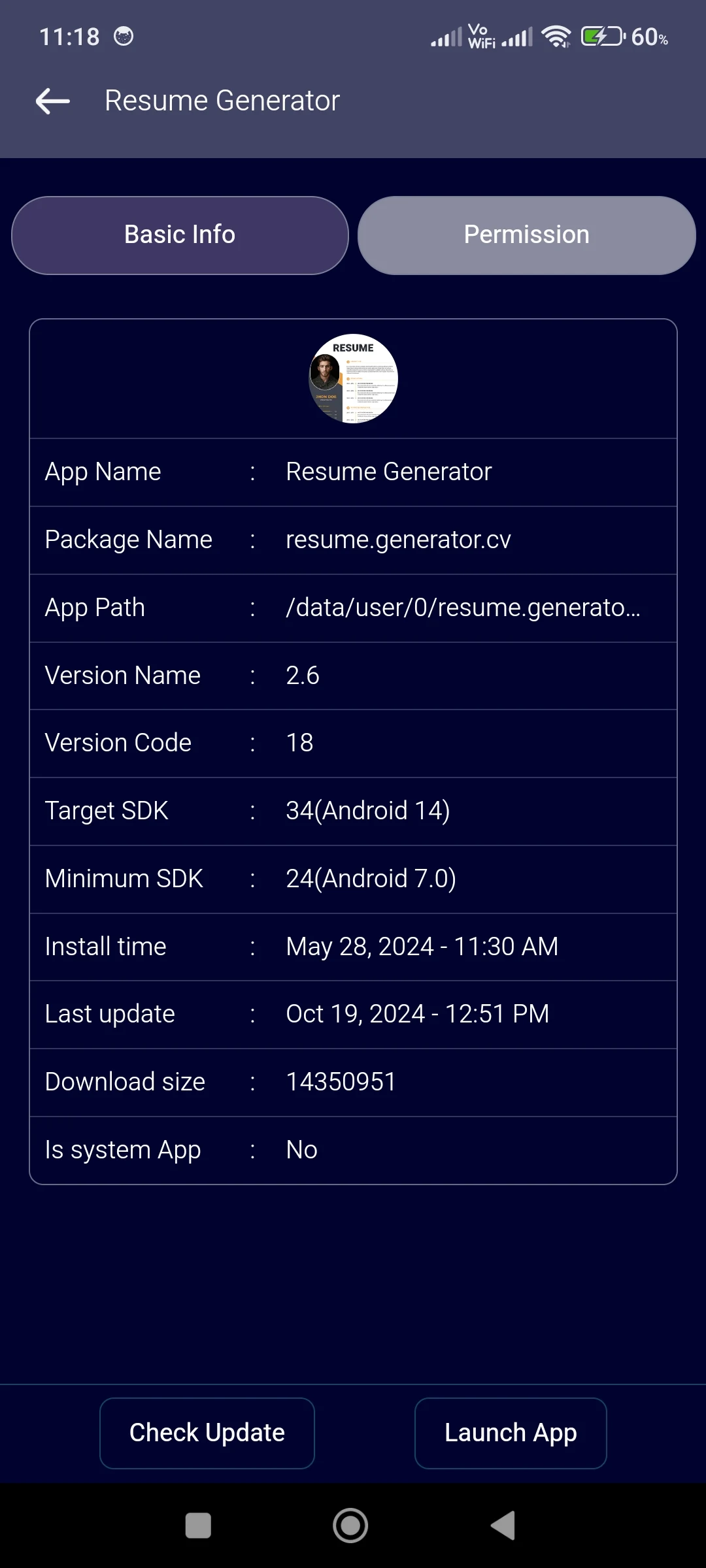 App info - Apk details screenshot